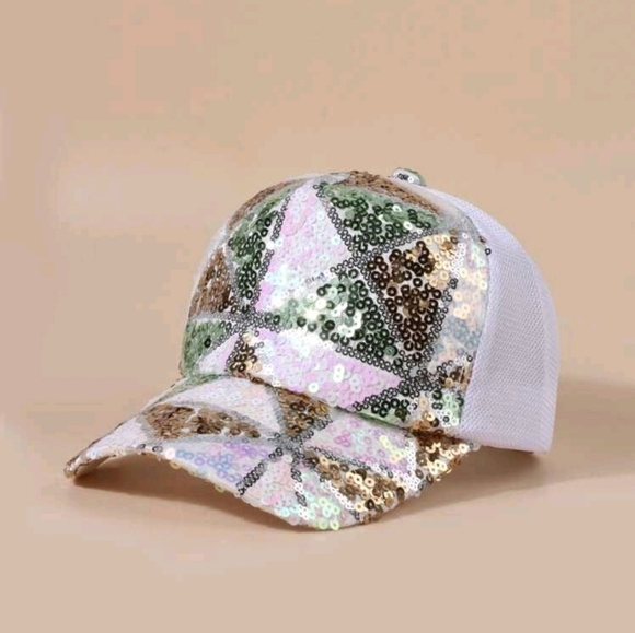 🔹️WHITE  Glitter🔹️ mesh trucker baseball cap ✨️🤎 - Picture 1 of 5